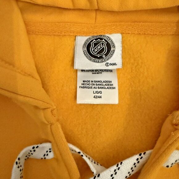 NHL Nashville Predators‎ Hoodie Large 42/44 Yellow Pullover Sweatshirt Kangaroo - Picture 5 of 9